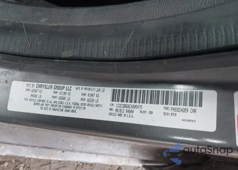 2012 Chrysler 200 Touring from USA, damaged, VIN 1C3CCBBG6CN305475